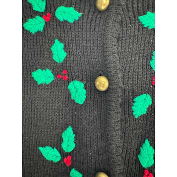 Tally Ho Vintage Women's Size Medium Holly Cardigan Christmas Sweater - Picture 3 of 6